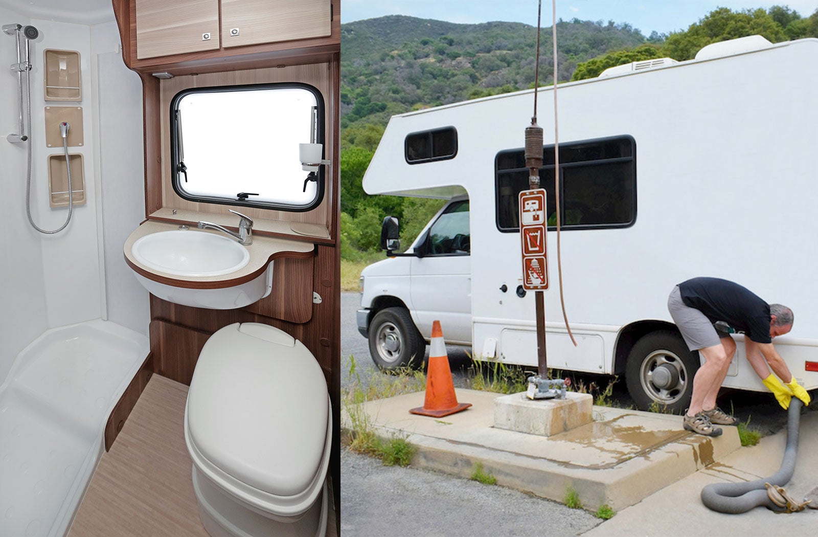 Portable RV/camper toilet and holding tank setup in Orlando, Florida