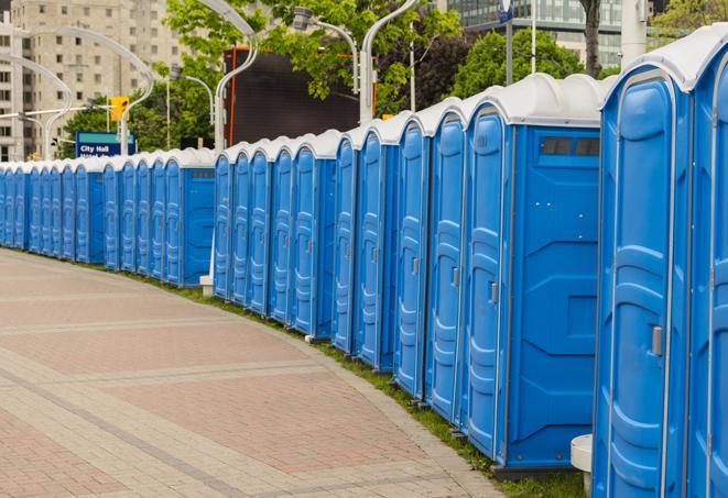 Seasonal porta potty units set up at a Orlando, Florida venue
