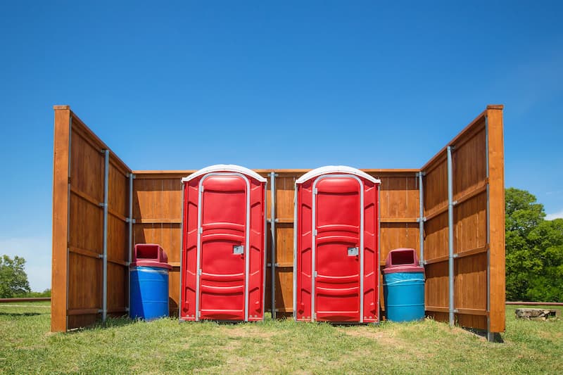 Short-term porta potty units staged for delivery in Orlando, Florida