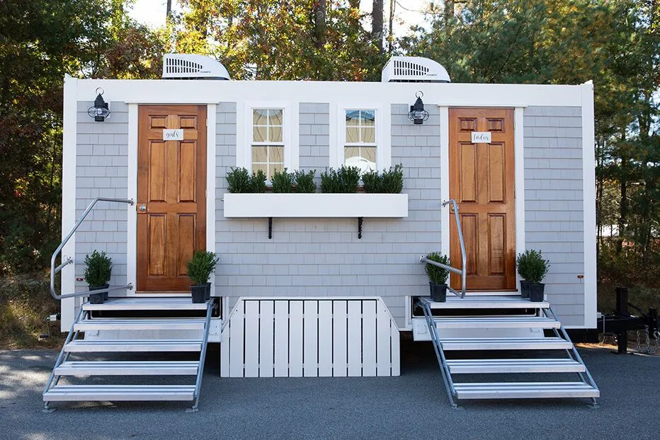 Wedding restroom units discretely staged at a venue in Orlando, Florida
